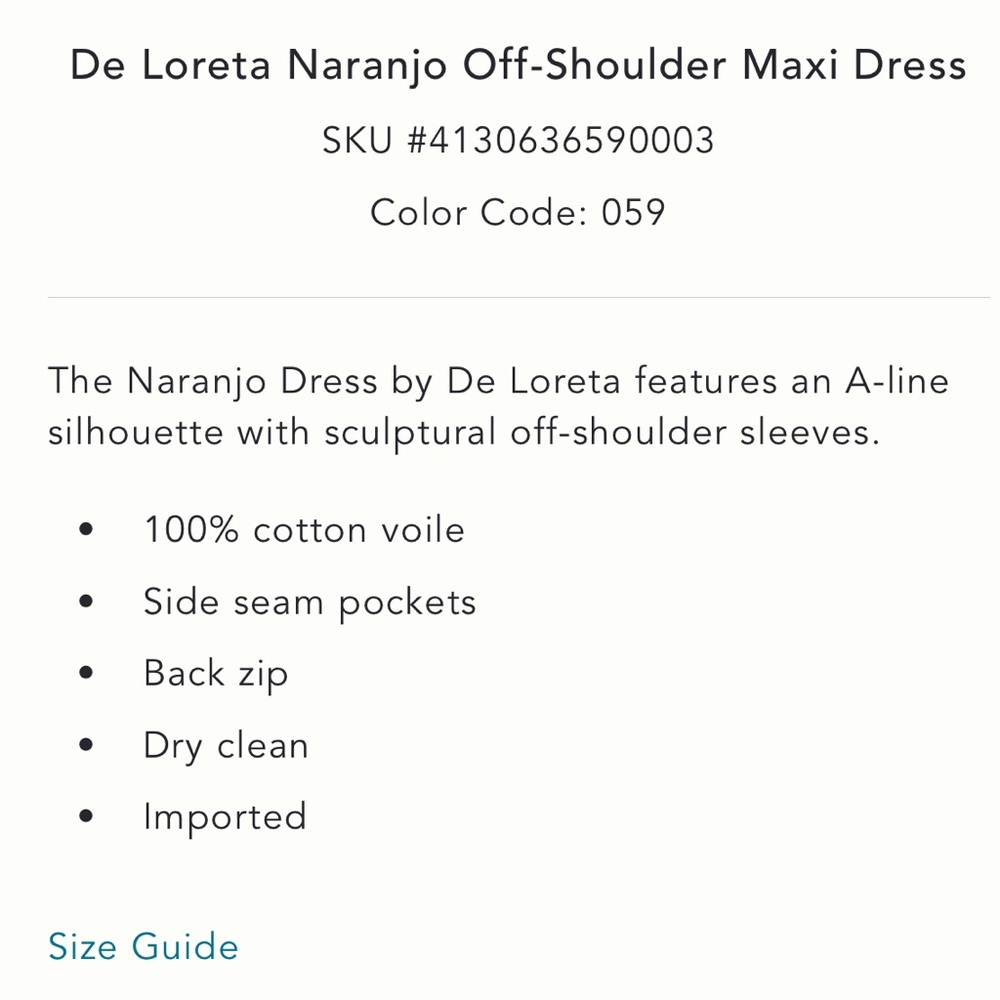 NWT De Loreta Naranjo Off the Shoulder Dress in Alux - Picture 5 of 5